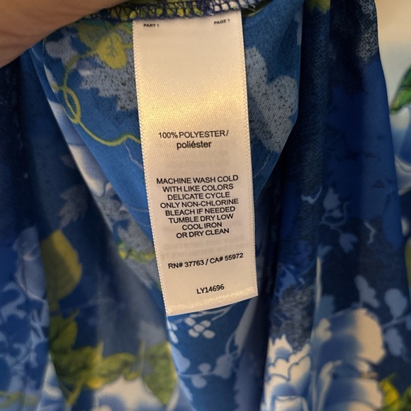 Laundry by Shelli Segal Blue Floral Shirt Dress with Belt Size 12 - Picture 6 of 6